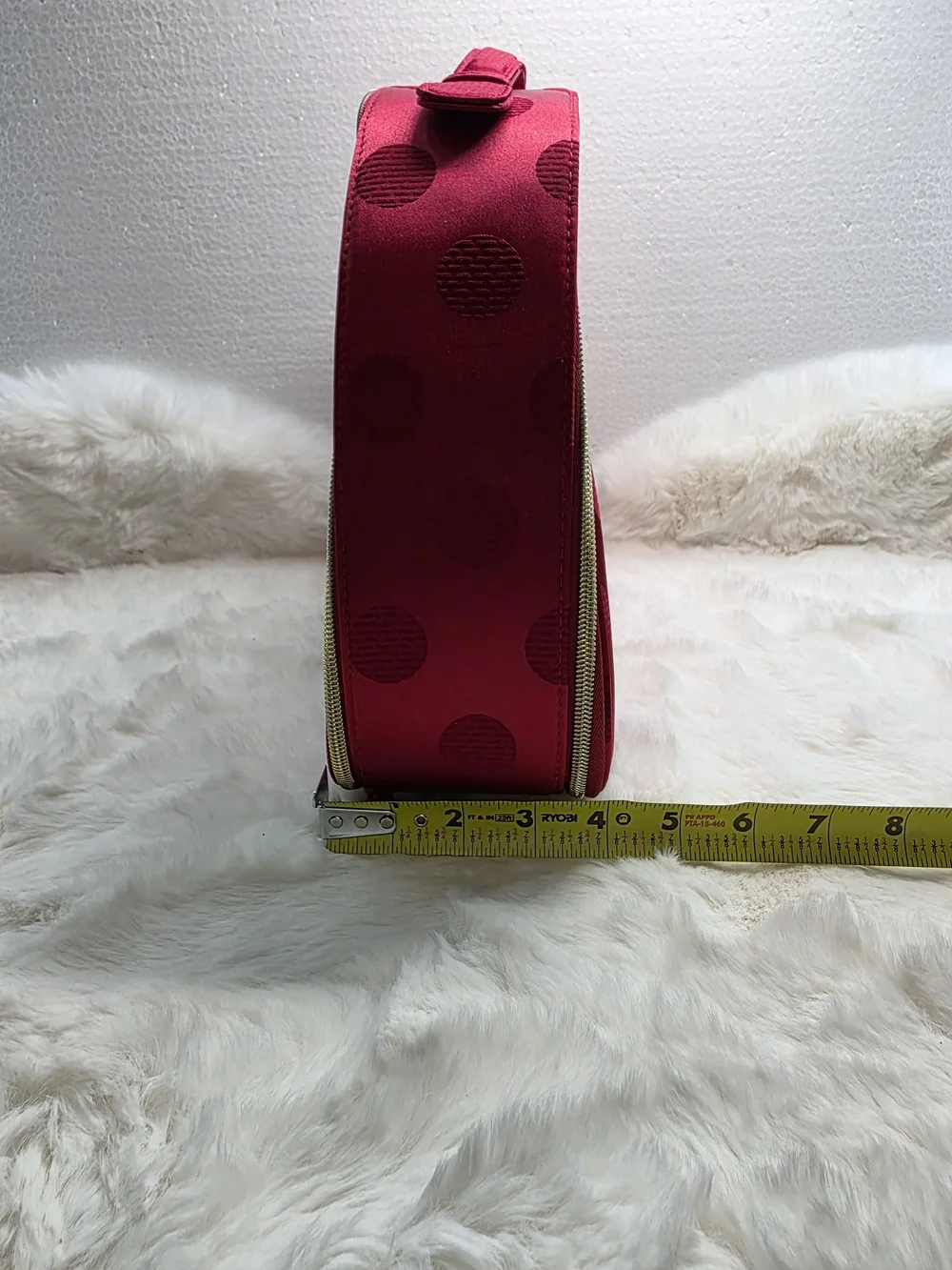 Estee Lauder Red Polka Dot Cosmetic Pouch with Gold Zippers